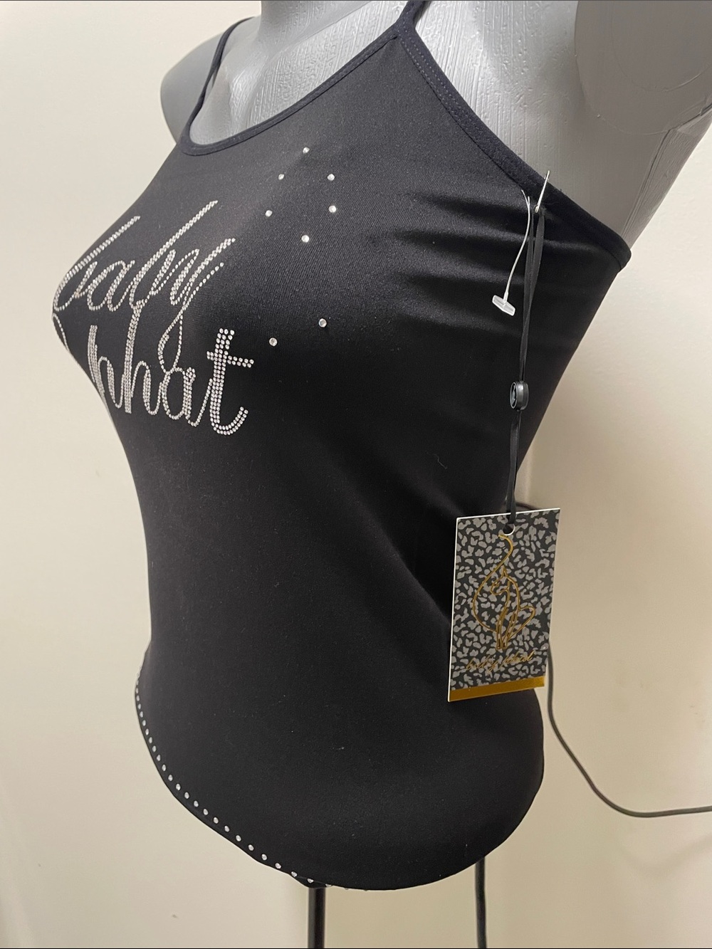 Baby Phat Black Rhinestone Script Logo Cami - Picture 3 of 6